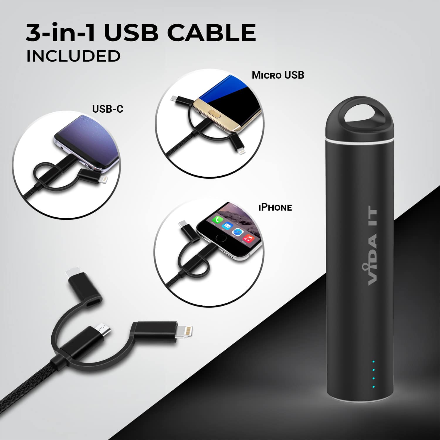 Vida IT D30X Tube Power Bank 2500mAh Portable Charger - Image 3