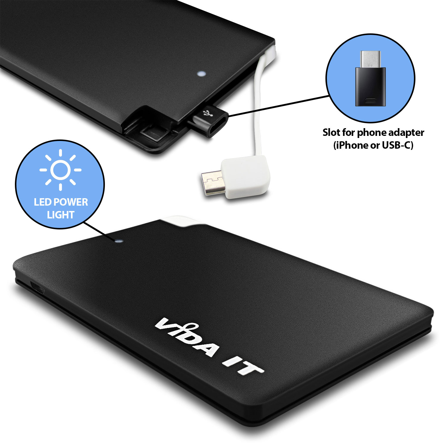 Vida IT vCard Super Slim 2500mAh Power Bank Portable Charger - Image 4