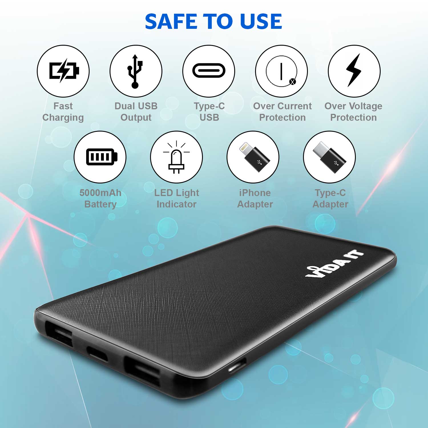 Vida IT V506 Slim Power Bank for Heated Vest Jacket Gilet Scarf 2.1A 5V USB Battery Pack, Portable Charger for iPhone Samsung Phones - Image 2