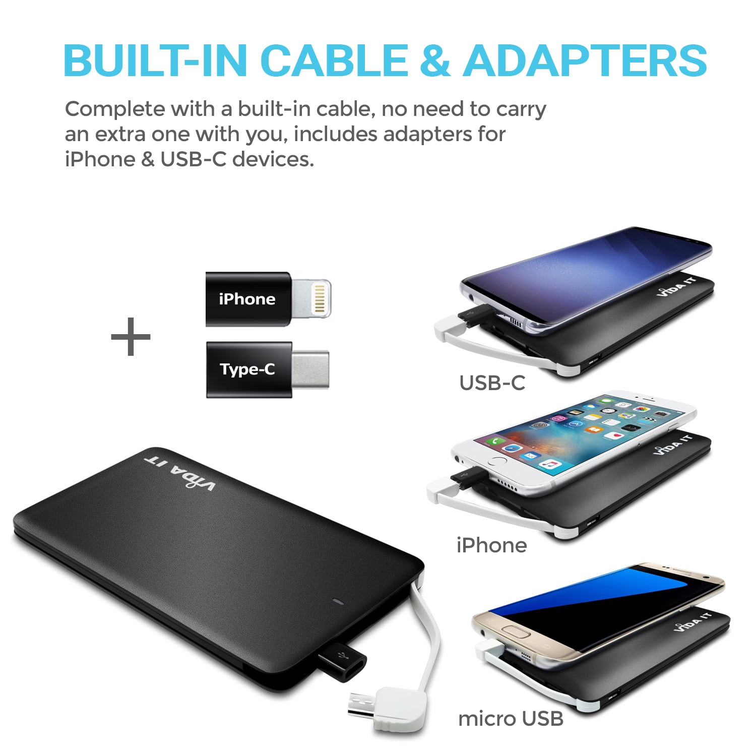 Vida IT vCard+ Super Slim 4000mAh Power Bank Portable Charger - Image 3